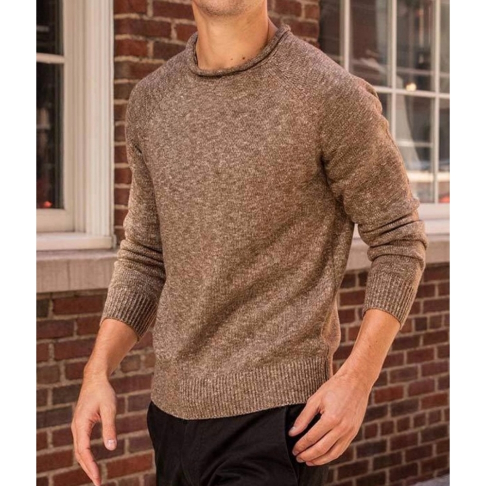 JACHS | Light Brown Melange Roll Neck Knit Pullover Sweater Men's Size XLARGE